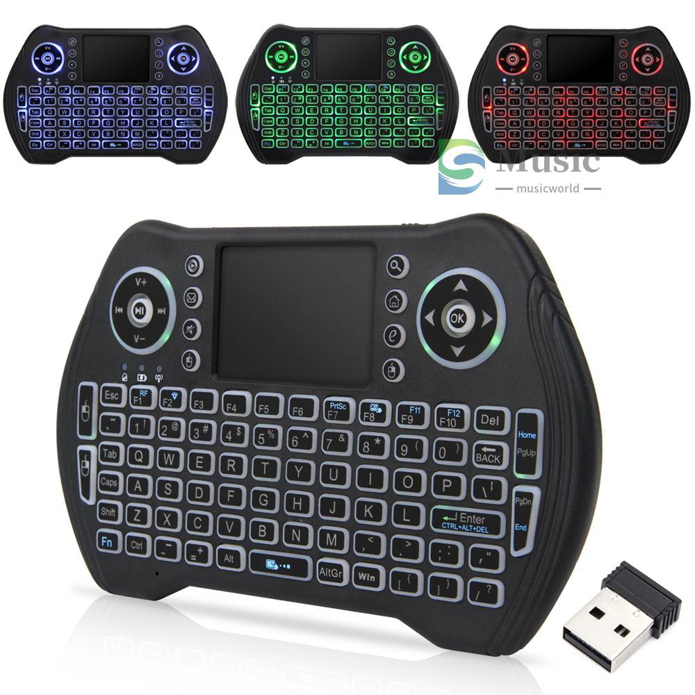 〖MUSIC〗Backlit 2.4GHz Wireless Keyboard Touchpad Mouse Handheld Remote Control 3 Colors Backlight for Android TV BOX Smart TV PC Notebook