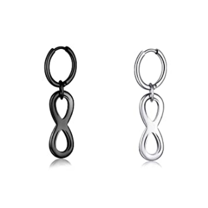 Bông tai titan unisex tròn phối mặt vô cực không gỉ Jung Kook BTS UE2201