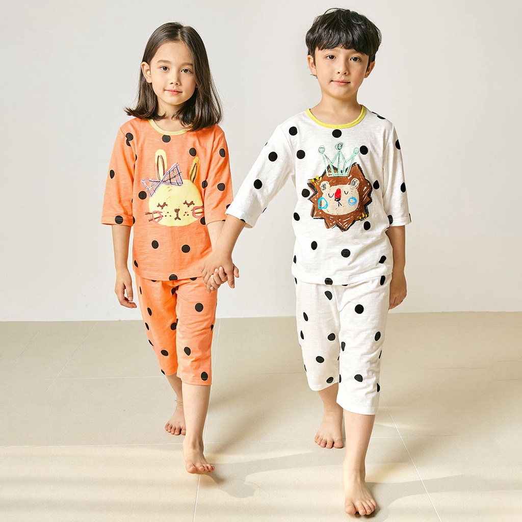 Đồ bộ lửng quần áo thun cotton mịn mặc nhà mùa hè cho bé trai Unifriend Hàn Quốc U2029