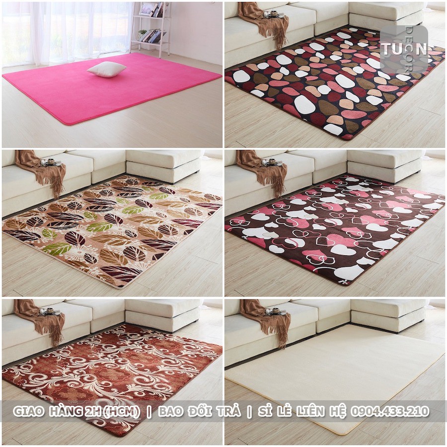 |16 Màu| Thảm trải sàn phòng khách, phòng ngủ cao cấp 2 size 1m6x1m và 1m6x2m | Thảm nhung nỉ đẹp