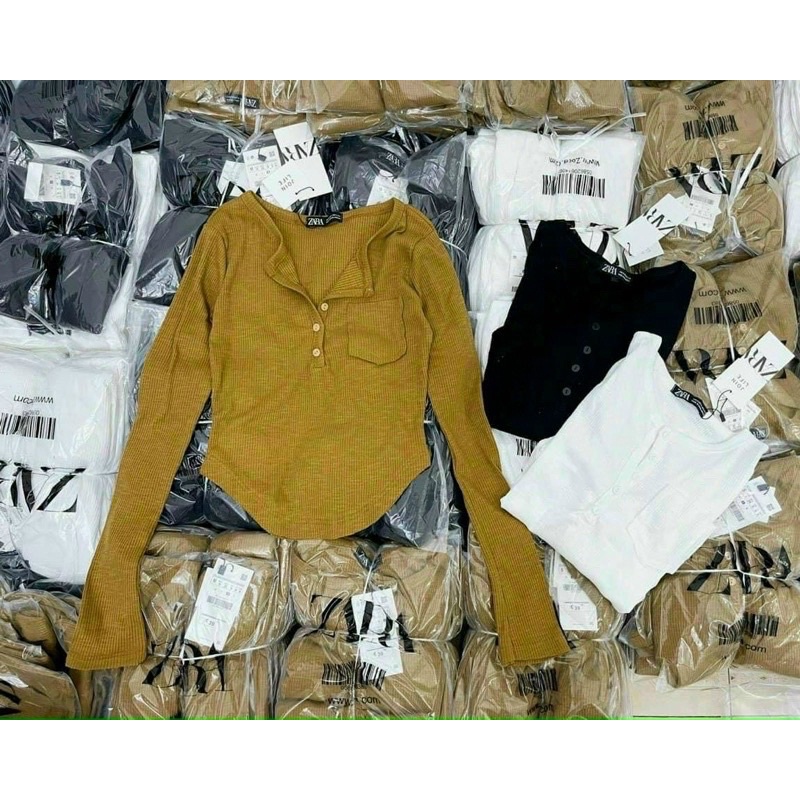 Áo gân tay dài 1 túi gài nút