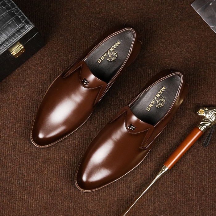 Giày nam đẹp da thật Manzano kiểu dáng trơn thanh lịch dành cho quý ông M66638
