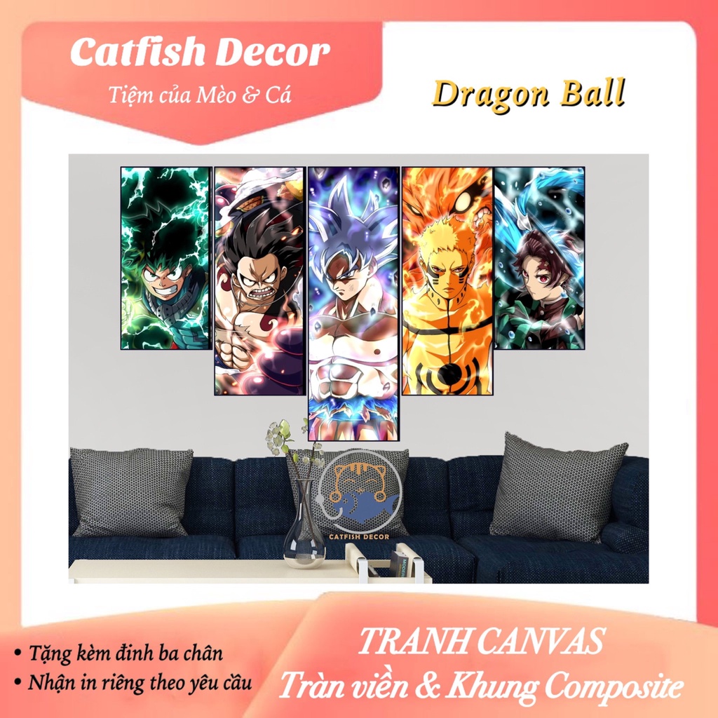 Tranh Treo Tường Canvas Có Khung - Dragon Ball - 7 Viên Ngọc Rồng