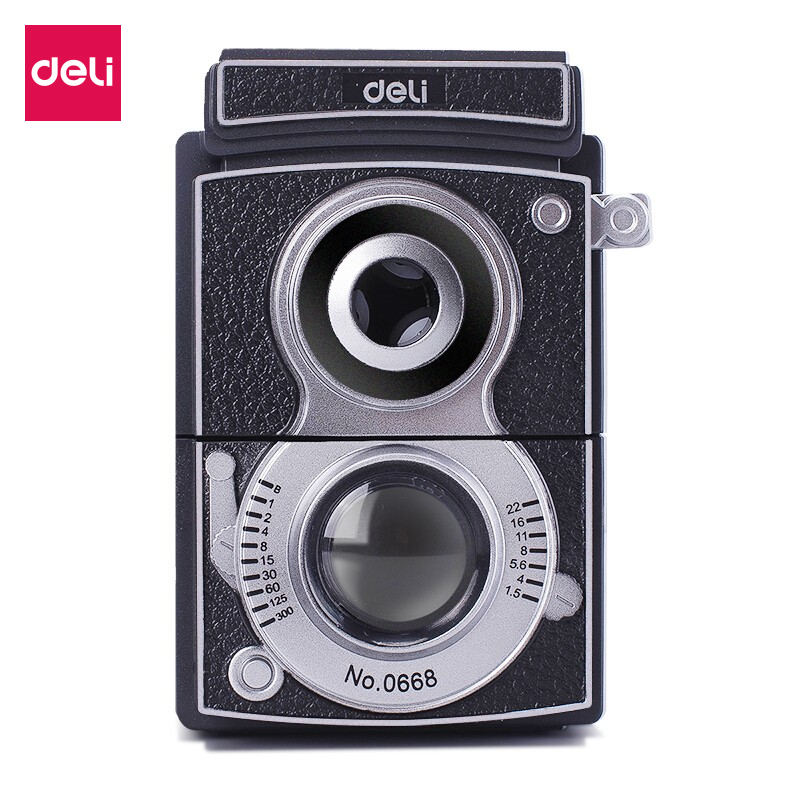 Đồ chuốt bút chì thủ công Deli 0668 thiết kế dạng máy ảnh độc đáo cho trường học/văn phòng
