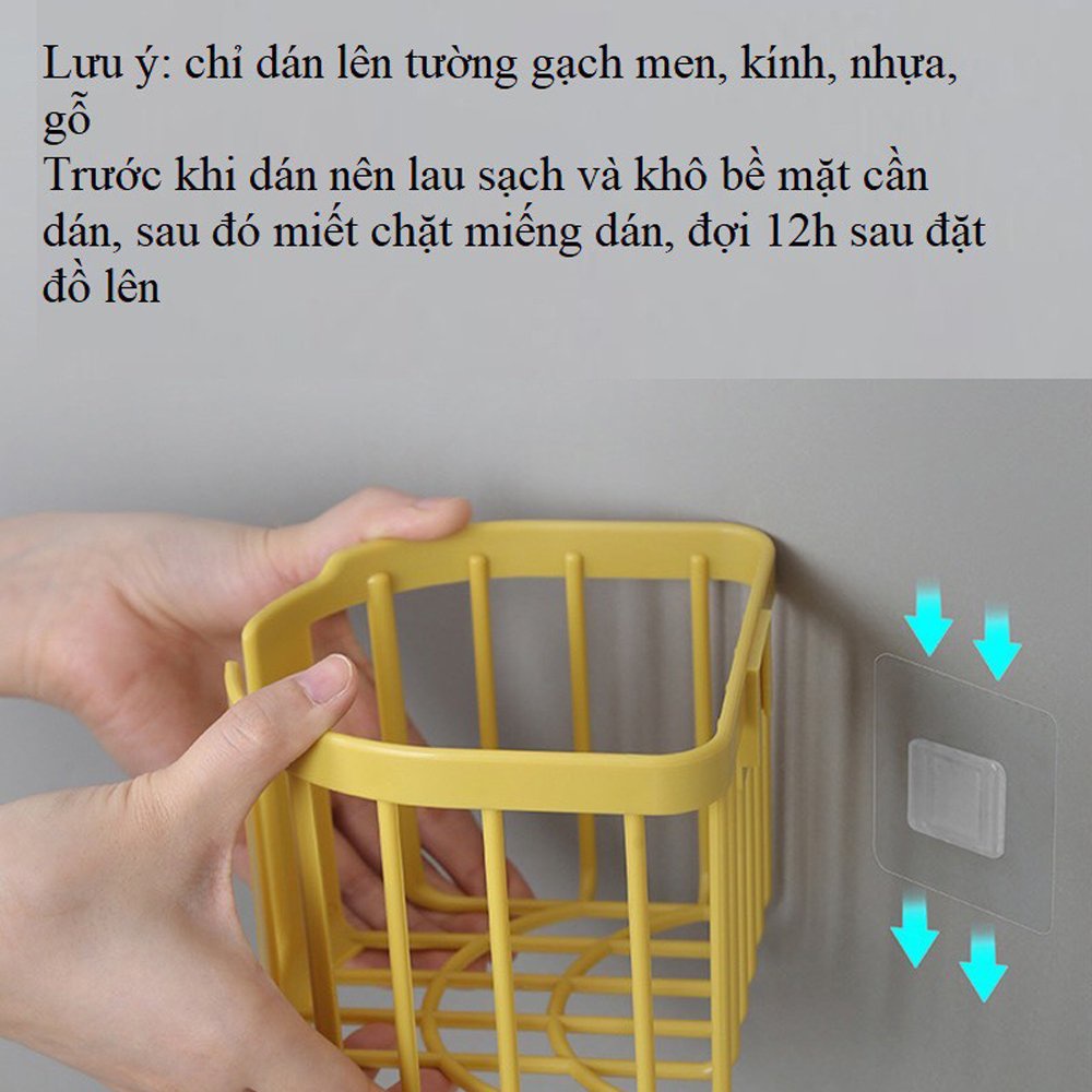 Giỏ đựng giấy vệ sinh dán tường tiện ích Việt Nhật, Khay kệ đựng đồ đa năng