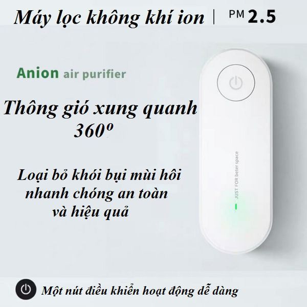 Máy lọc không khí mini công nghệ ion âm khử bụi mịn, khử mùi phòng ngủ, khử mùi nhà vệ sinh, khử mùi nhà bếp Plug-in