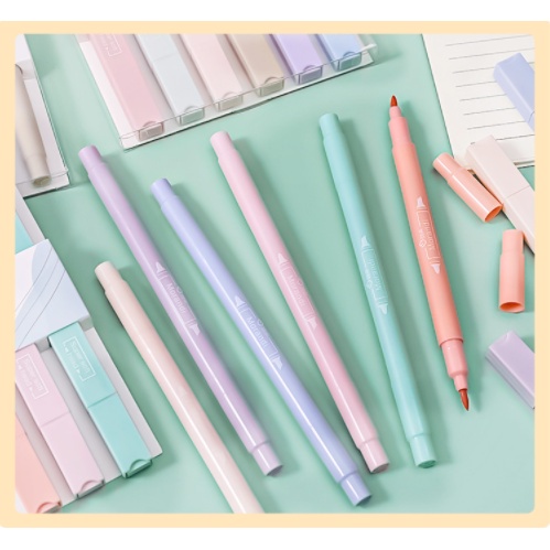 Set 6 bút highlight pastel Béo shop 2 đầu , bút đánh dấu nhớ dòng morandi trang trí sổ bullet journal B07-B18