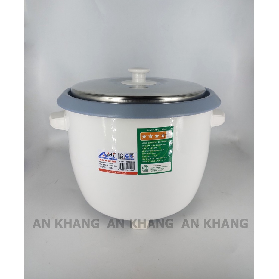 Nồi Cơm Điện 2.2L 2.2 Lít Aidi MR-SM2.2NR 6-8 Người Ăn - Chống Dính - Hàng Chính Hãng (Bảo Hành 12 Tháng)