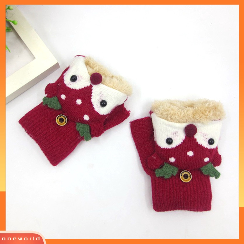 |Áo Thun In Hình ONEOR Thời Trang Năng Động| Găng Tay Len Hở Ngón Họa Tiết Tuần Lộc Hoạt Hình Dễ Thương Cho Bé