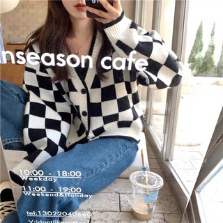 Áo Cardigan len kẻ croptop (ảnh thật)
