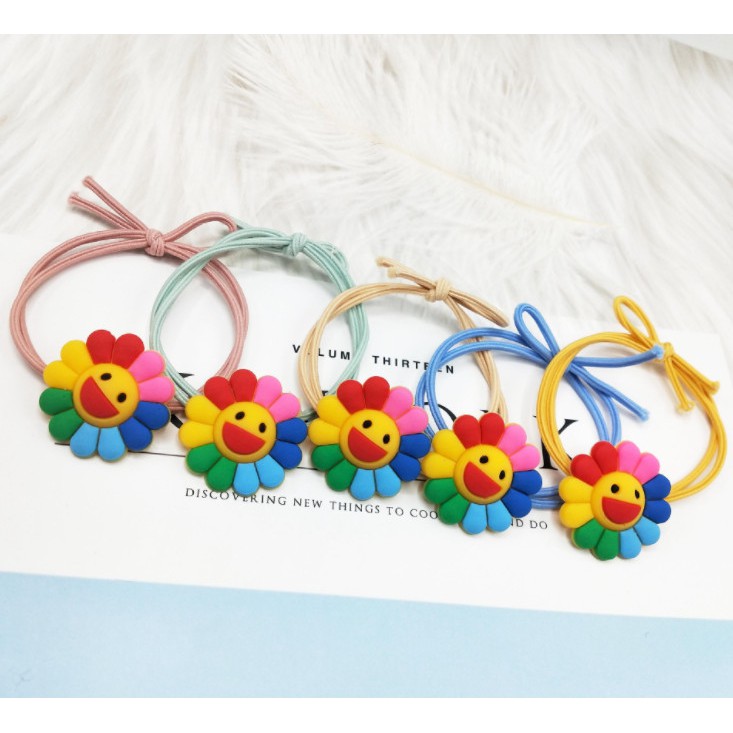 Combo 10 - Thun Cột Tóc Hình Hoa Mặt Trời 7 Màu Dễ Thương Style Hàn Quốc Hot Trend