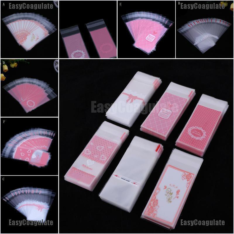 Bộ 100 túi nhựa đựng bánh cupcake mini có keo dính sẵn