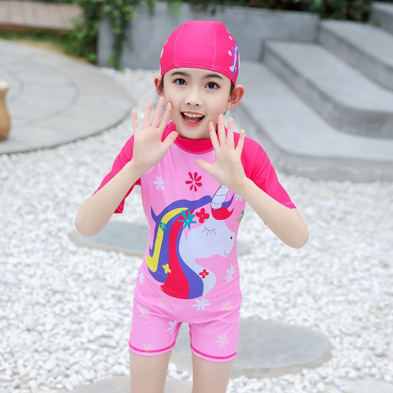 ♛Bộ Đồ Bơi Liền Thân Chống Nắng Nhanh Khô Kiểu Dáng Dễ Thương Dành Cho Bé Gái