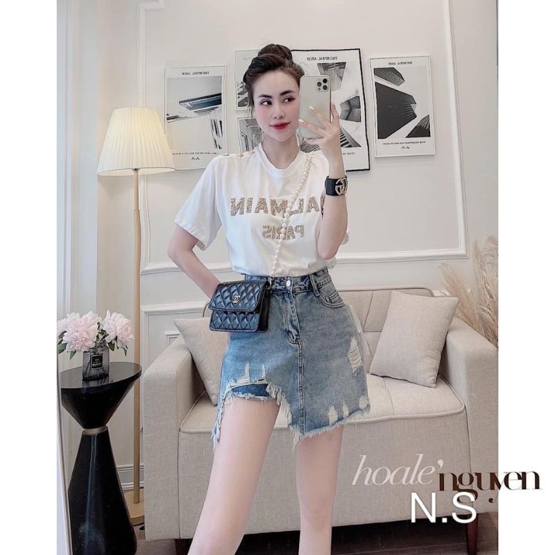 Quần jean giả váy rách đùi hàng QCL1 | BigBuy360 - bigbuy360.vn