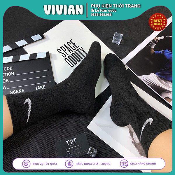 Vớ NIKE Cổ cao [ Hộp 5 đôi ] Tất dệt kim cao cổ, Hàng Cotton dày dặn, kháng khuẩn, thấm hút mồ hôi