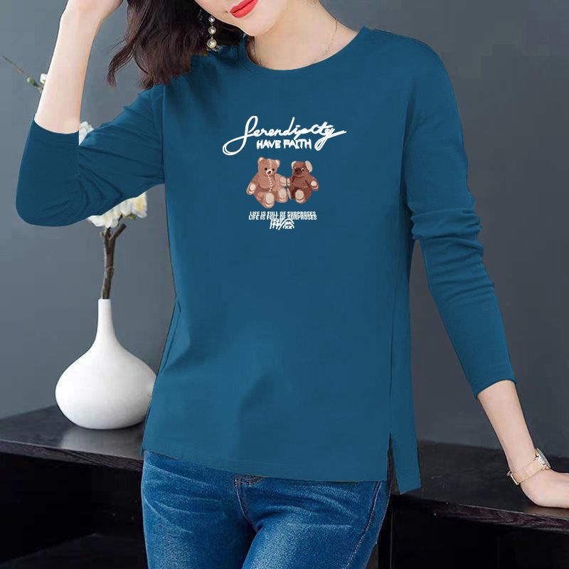 Áo Thun Tay Dài Dáng Rộng Plus Size Thời Trang Mùa Thu Cho Phụ Nữ Trung Niên
