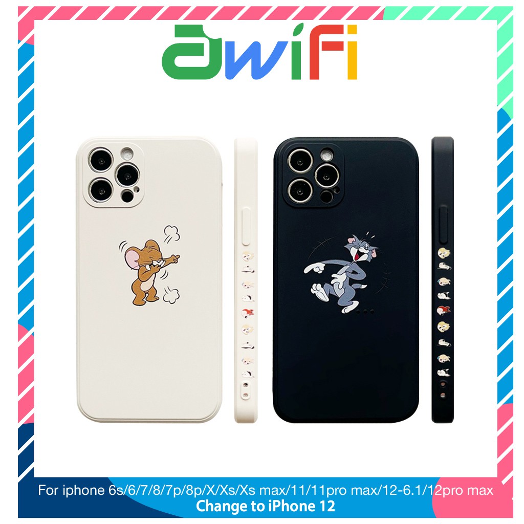 Ốp lưng iphone vuông cạnh hình tom và jerry 6/6s/6splus/7/7plus/8/8plus/x//xs/11/12/pro/max/plus/promax-Awifi B6-10