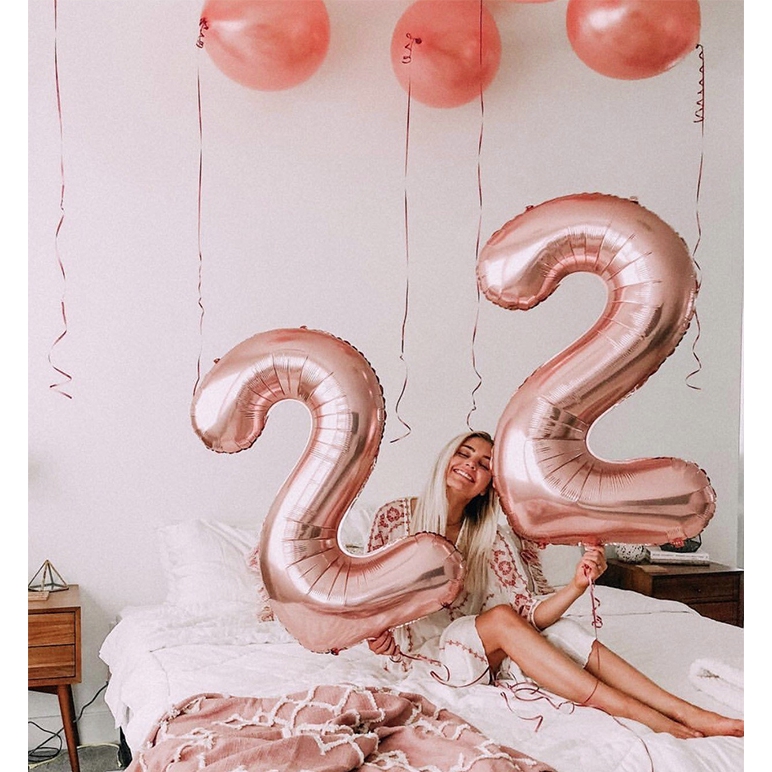 Rose Gold Helium 32/40" Birthday Party Number Foil Balloons 0123456789 Decor