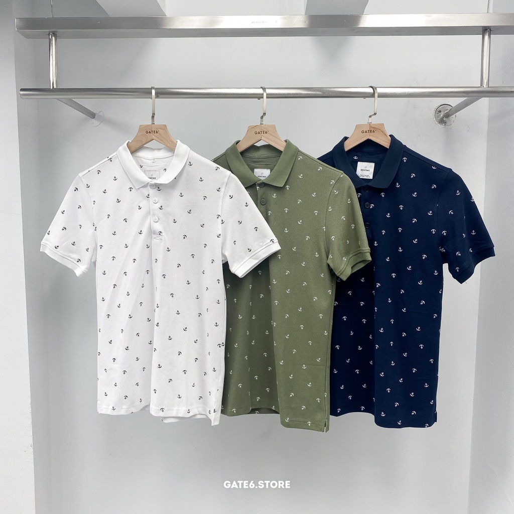Áo polo nam BT mỏ neo, thun cổ bẻ cotton cá sấu in họa tiết công sở kiểu Hàn - GATE6 - #4775