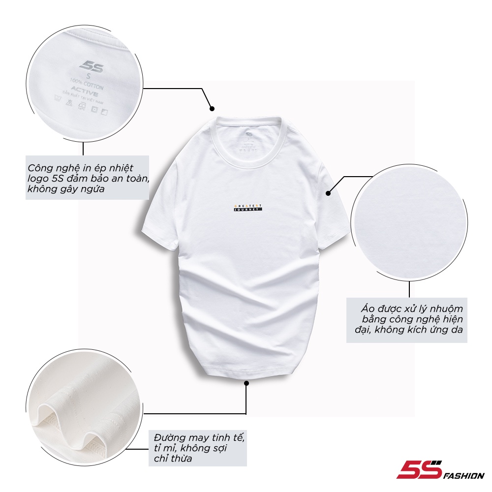 Áo Thun Nam 5S Cổ Tròn Màu Trắng, Chất Liệu Cao Cấp Thoáng Mát, Nhẹ Nhàng, Thiết Kế In Chữ Phong Cách