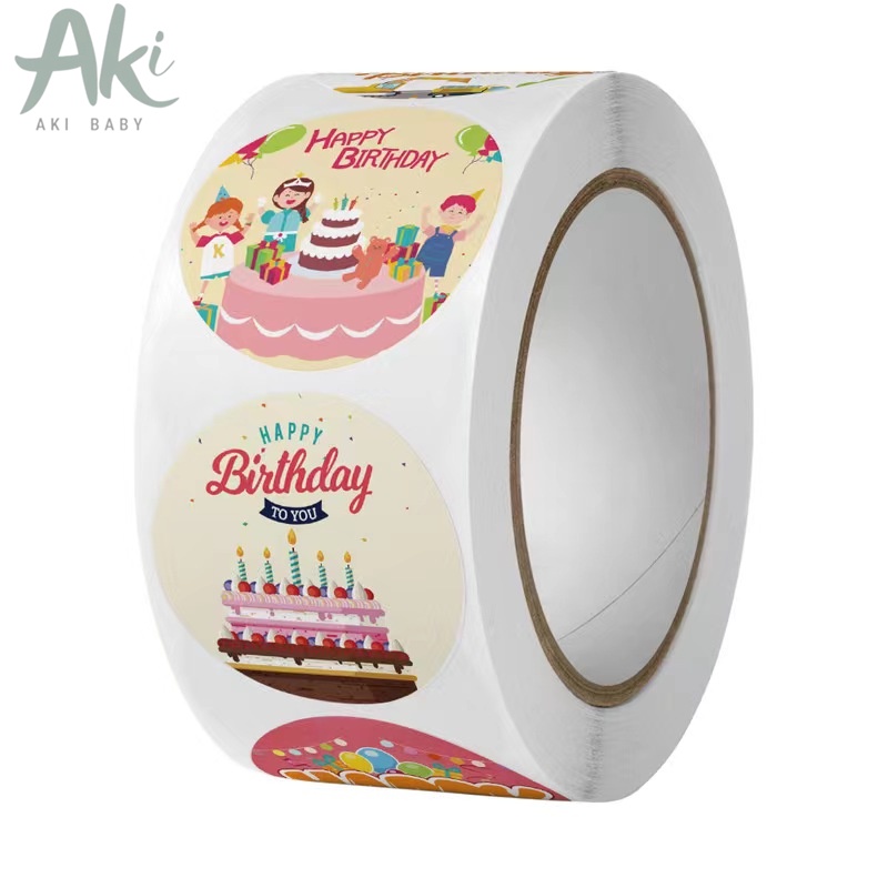 Giá Xưởng - Cuộn Sticker 500 tem happy birth day nhãn dán chúc mừng sinh nhật 25mm trang trí xinh xắn