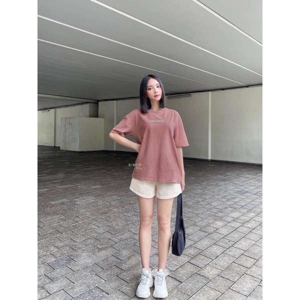 BIBOO - Áo thun cổ tròn tay ngắn in chữ KEEP IT CLASSY
