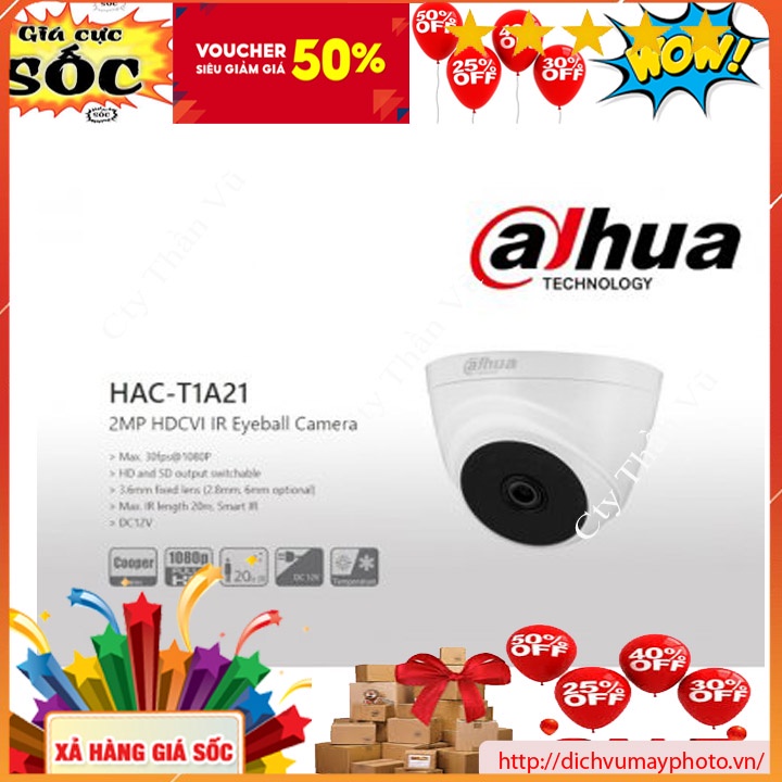 Camera quan sát Dahua 2.0MP dome DH-HAC-T1A21P hàng mới 100%