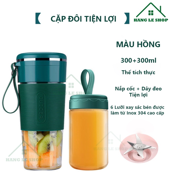 Máy Xay Sinh Tố Mini Cầm Tay JUICER 300ml Sạc USB, Máy Ép Trái Cây Mini 4 Lưỡi, 6 Lưỡi Cao Cấp Và Tiện Lợi