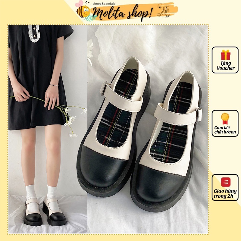 Giày Lolita Quai Ngang Đế Cao Su 4Cm Tăng Chiều Cao Siêu Êm Chân Giày Nữ Cao Cấp  LB023-Molita