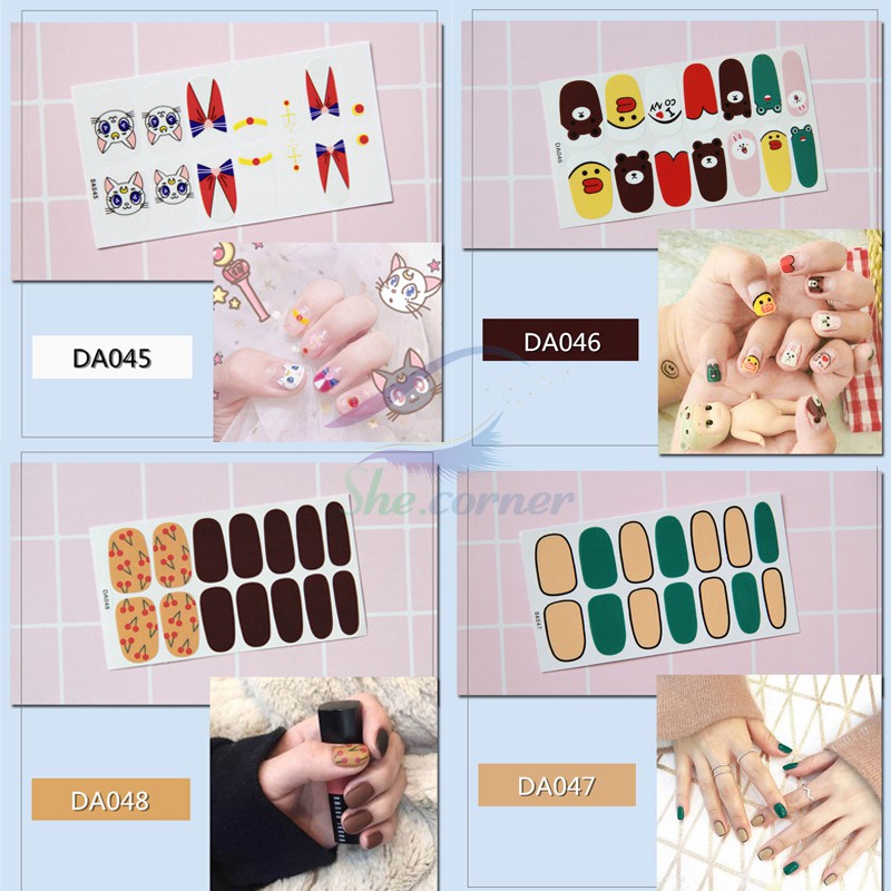 Bộ nail sticker 14 miếng dán móng tay trang trí 3D xinh xắn DA041-DA060 chống thấm nước