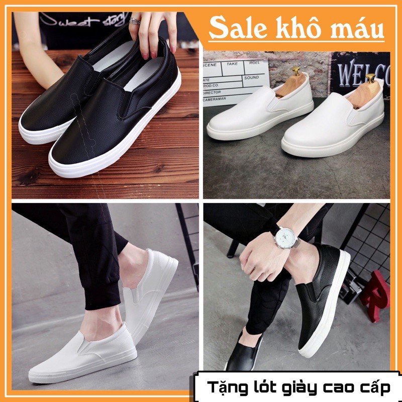 GIÀY SLIPON Giày Da cao cấp G16 - Tặng Lót Giày xịn - giày lười nam thể thao bảo da 24 tháng