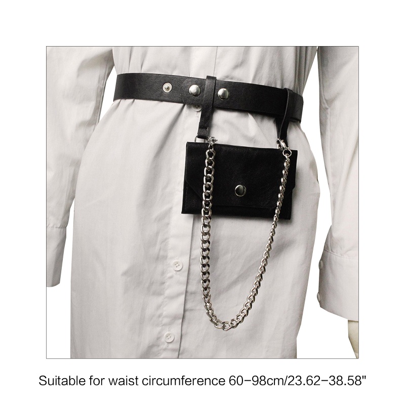 Túi Đeo Hông Bằng Da Phối Dây Xích Kim Loại Thời Trang Sang Trọng Cho Nữ