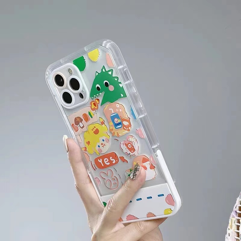 Ốp Điện Thoại Silicon TPU Mềm Trong Suốt Có Giá Đỡ Dễ Thương Cho iPhone 12 13 SE2020 6 6S 7 8 Plus X XS XR 11 Pro Max