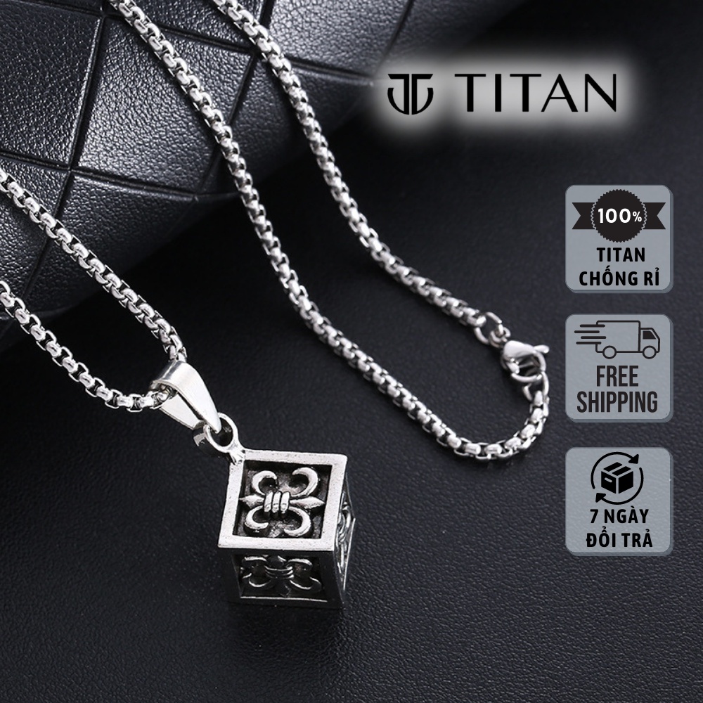 Dây Chuyền Nam Nữ CH, Vòng Cổ Chrome Hearts Bông Hoa Iris Màu Đẹp Như Bạc 925 Cube Dice Dạng Khối Vuông TITAN SHOP