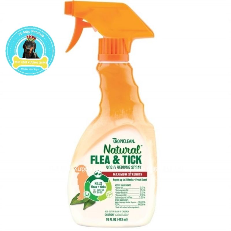 TROPICLEAN FLEA &amp; TICK SPRAY XỊT DIỆT VE BỌ CHÉT CHO CHÓ