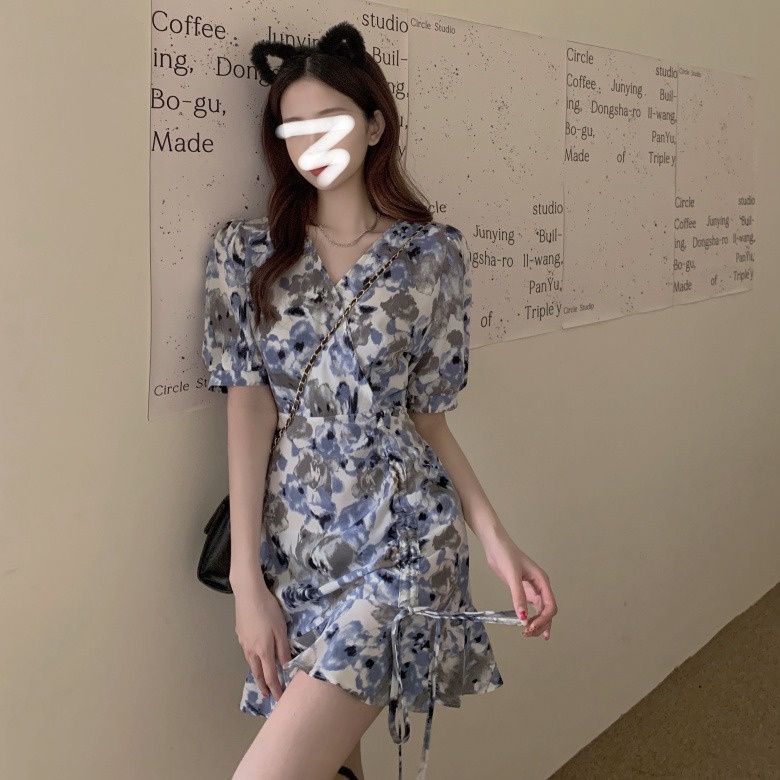 IELGY  Đầm Dáng Chữ A Phối Dây Rút Thời Trang Cho Nữ