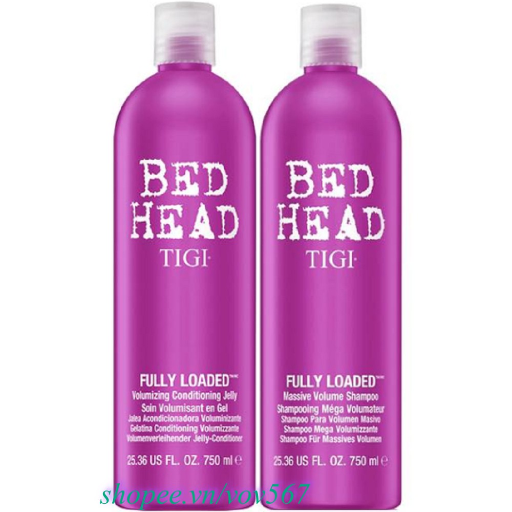 Combo Dầu Gội, Dầu Xả 02x750Ml Tigi Bed Fully Loaded Làm Tăng Độ Phồng Mái Tóc, vov567 100% Là Hàng Chính Hãng.