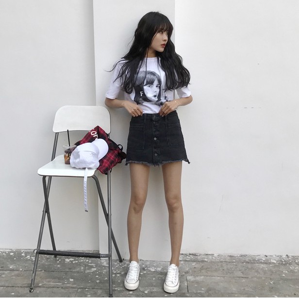 Chân váy jean nữ Emilyshop ulzzang