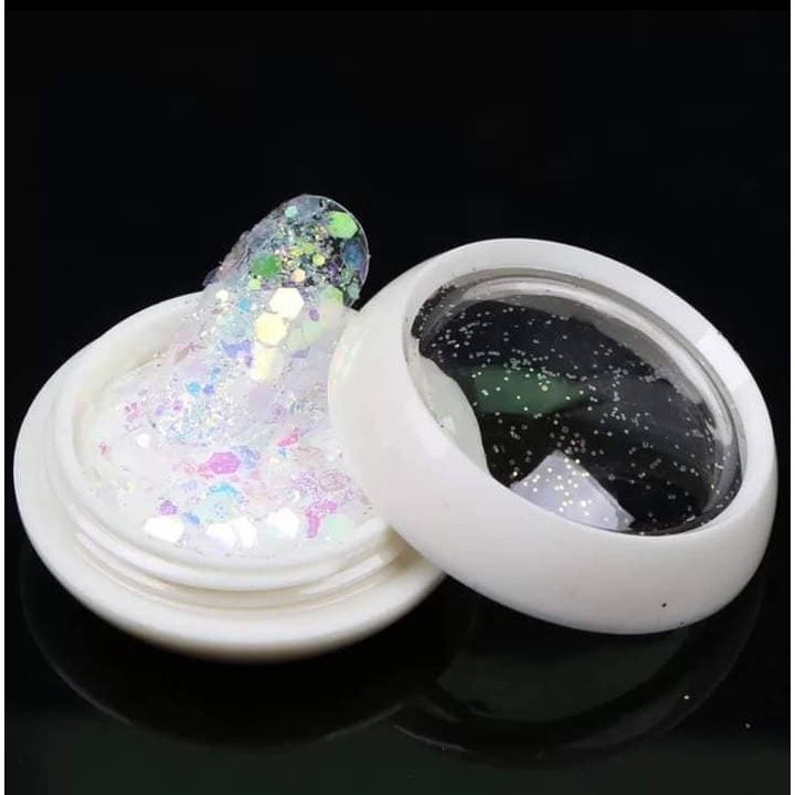 Sét nhũ vẩy cá 6 hũ siêu sáng ẩn gel,nhũ ẩn gel nails