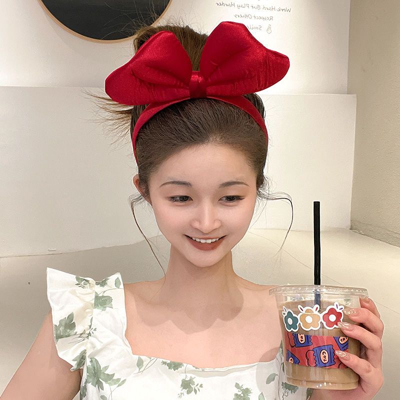 Băng Đô Nơ Đỏ Cỡ Lớn Thời Trang Thu Đông 2022 Dễ Thương Cho Nữ