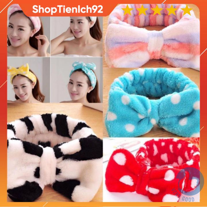 Băng Đô Nơ Rửa Mặt,Trang Điểm Nơ Chất Nhung Mềm Mịn nhiều mẫu xinh xắn tienich92 tienich