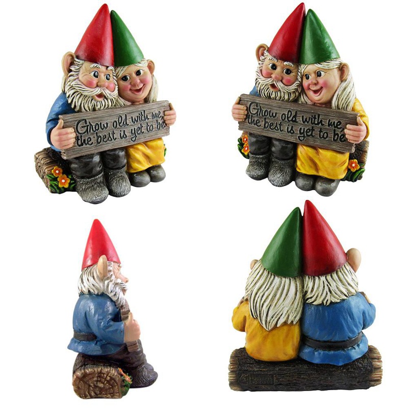Mô Hình Cặp Đôi Gnome Nghệ Thuật Bằng Nhựa Resin Trang Trí Bàn Làm Việc