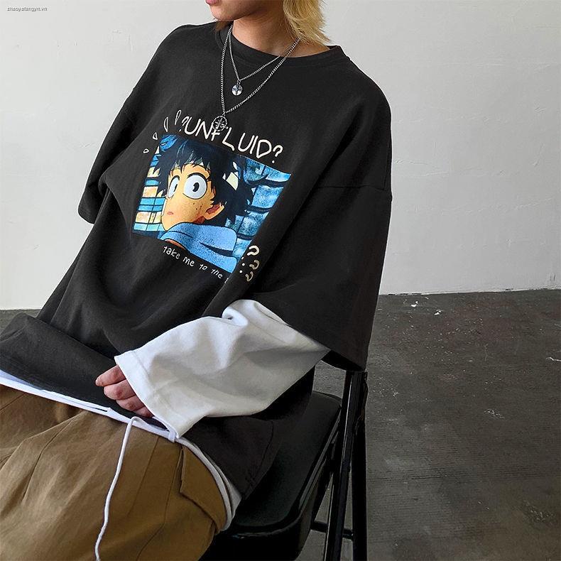 Áo thun tay dài giả hai lớp cổ tròn màu sắc thời trang dành cho nam