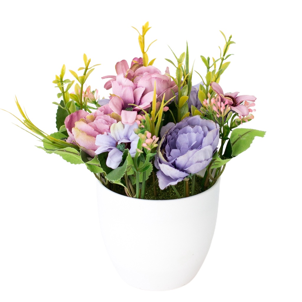 Chậu hoa nhân tạo nhiều màu sắc trang trí nhà ở đẹp mắt