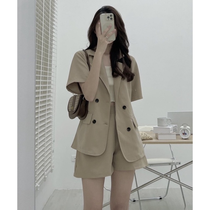 [HÀNG SẴN]SET ÁO BLAZER VẠT TRÒN MIX SOOC STYLE ULZZANG CỰC XINH