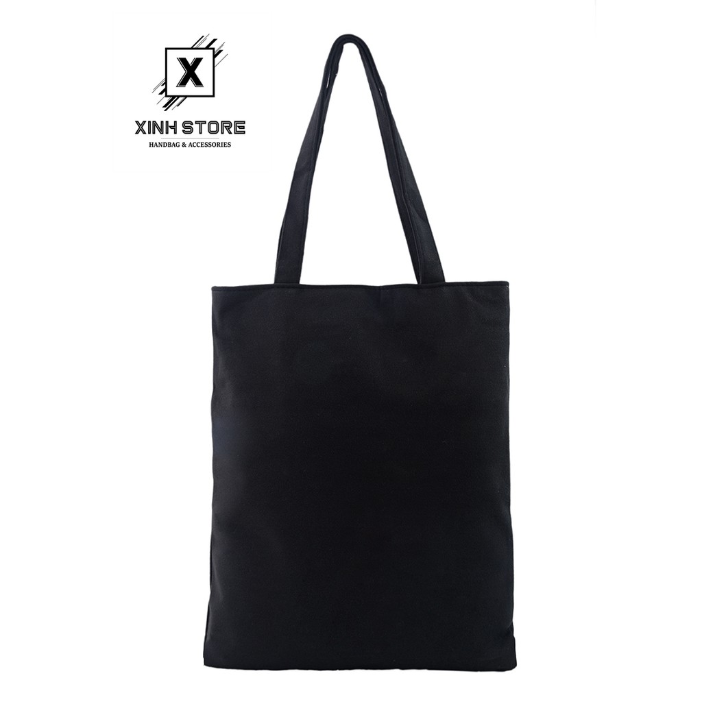 Túi Vải Đeo Vai Tote Bag Đen Trơn XinhStore