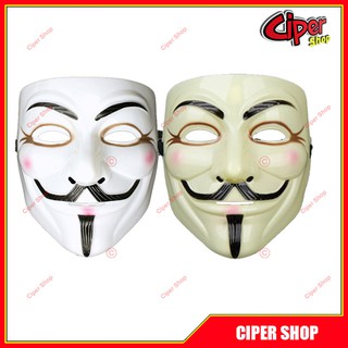 Bộ 2 Mặt nạ hacker Anonymous Trắng - Vàng