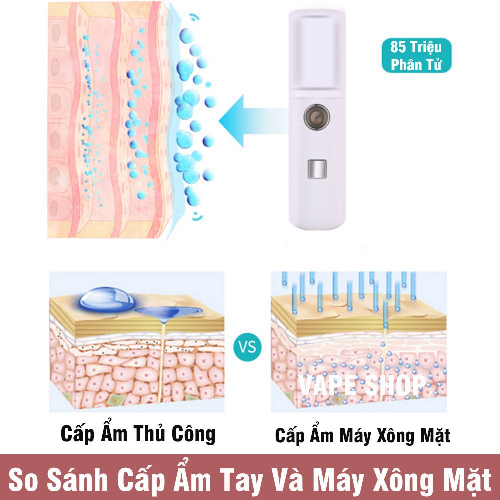 [Hàng Cao Cấp] Máy xông mặt xịt khoáng Nano siêu tiện lợi, máy phun sương mini tích điện cao cấp