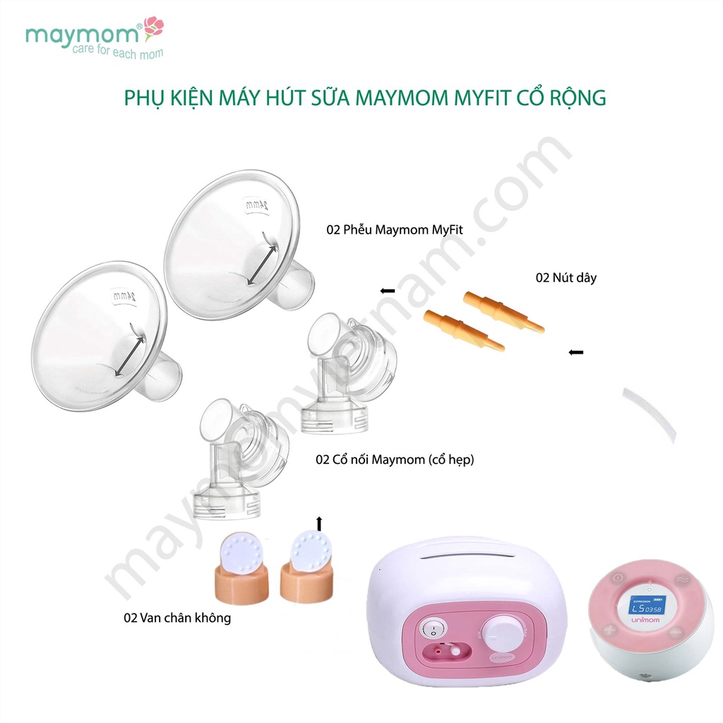 Bộ phụ kiện máy hút sữa Unimom sản xuất bởi Maymom - tùy chọn size phễu