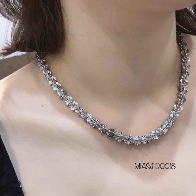 Dây xoắn lá bông mai Bạc Ý Italy S925 xi Kim cao cấp D0018A D0018 D0018B